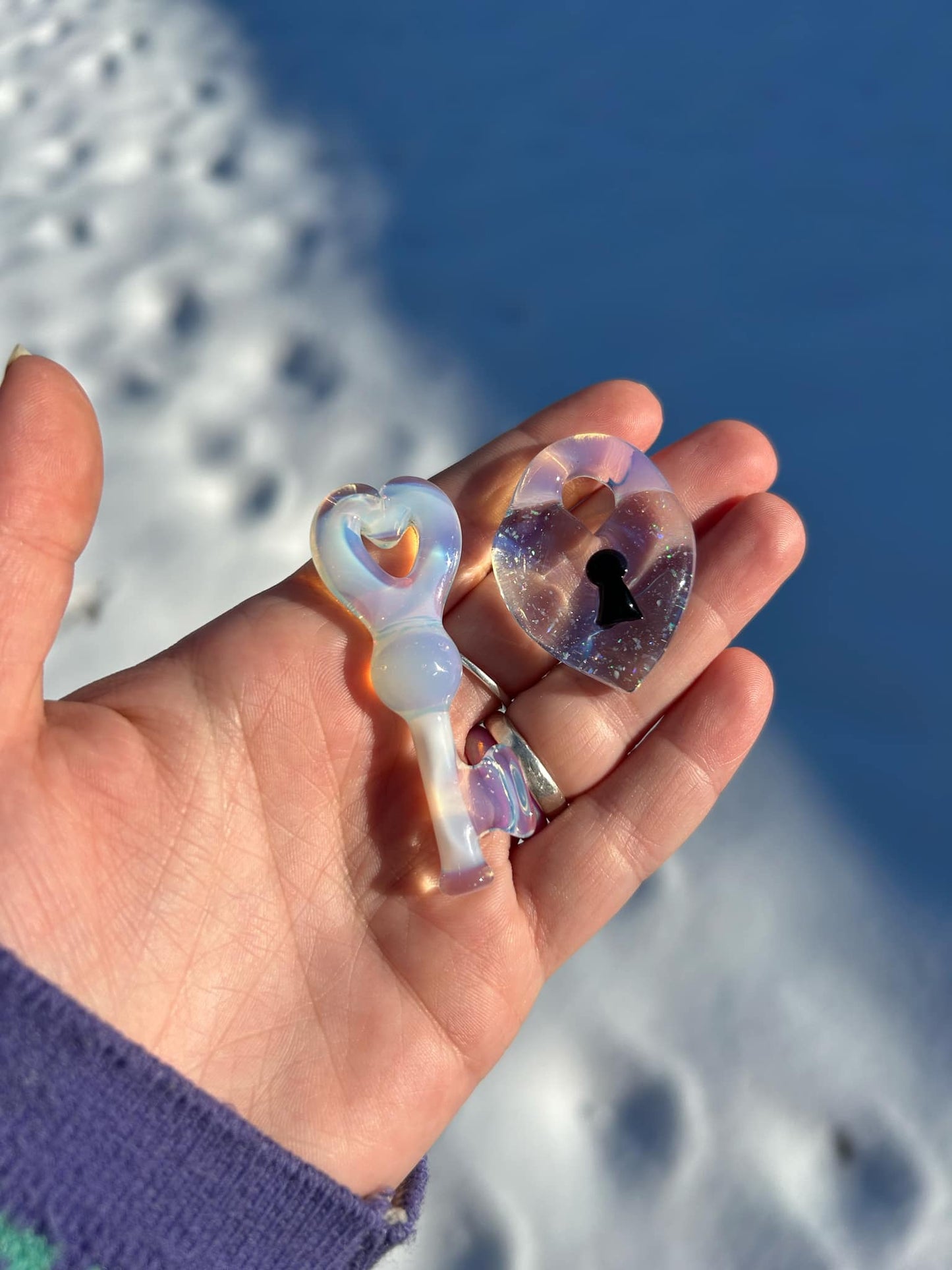 Heart Opal Lock & Ghost Key