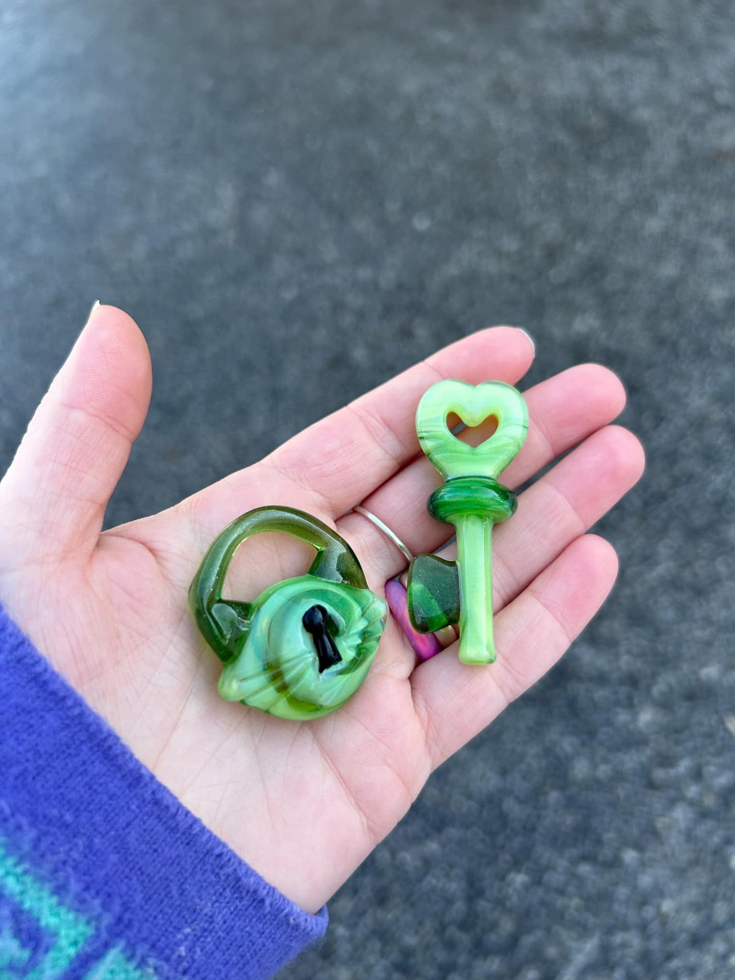 Sparkle Green Lock & Key Kitty