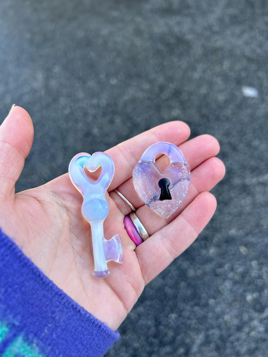 Heart Opal Lock & Ghost Key